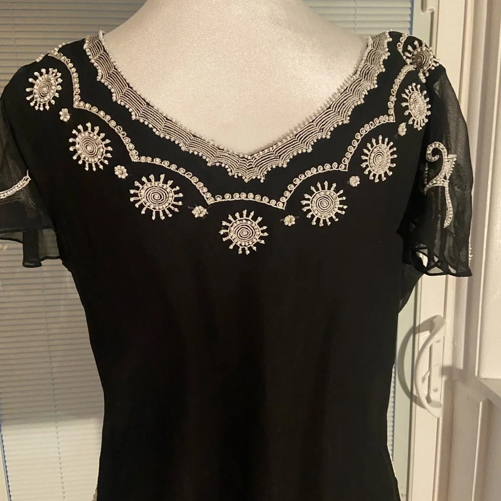 Pappell Boutique Evening XL BEAUTIFUL BLOUSE Beaded with butterfly sleeves . - Picture 4 of 5